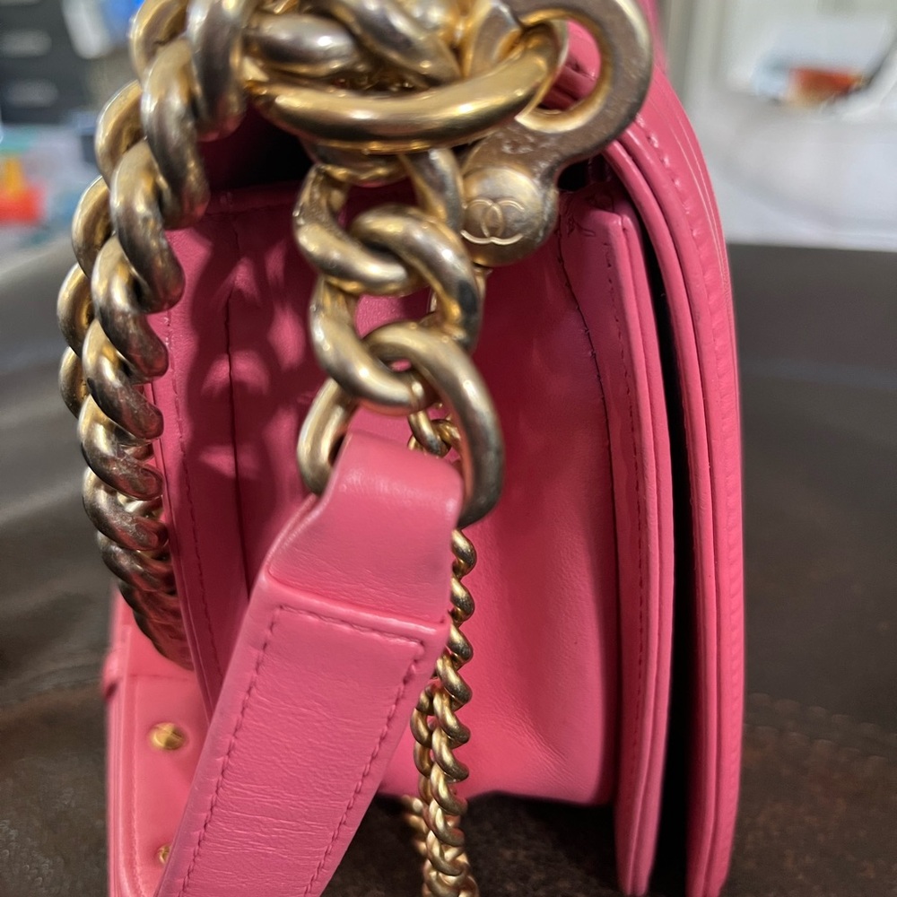 Chanel Pink Python Boy Bag - image 4